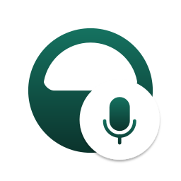 Mila app icon: a microphone badge on a green and white circle